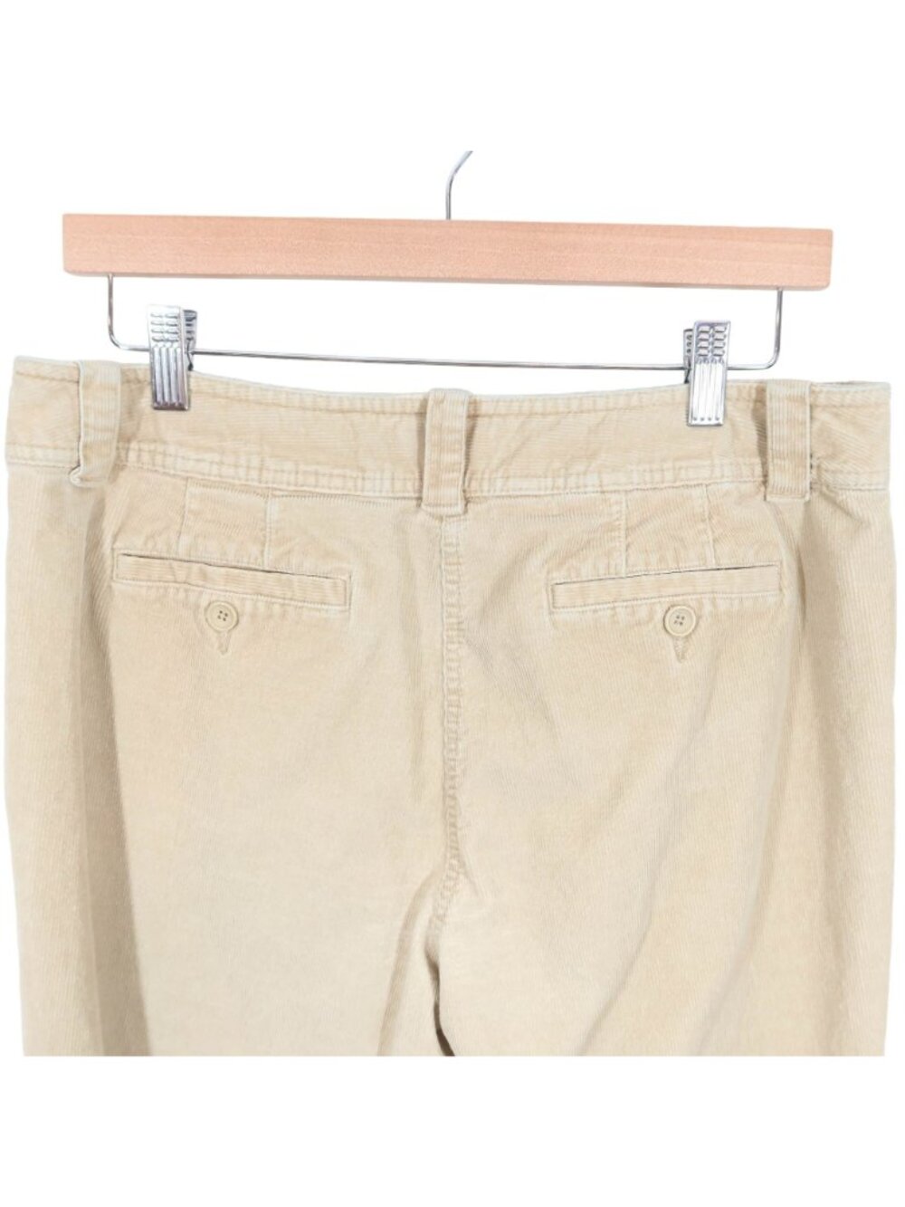 TALBOTS Size 12 Beige Cotton Blend Fine Wale Straight Leg Tab Waist Pants - Picture 3 of 8